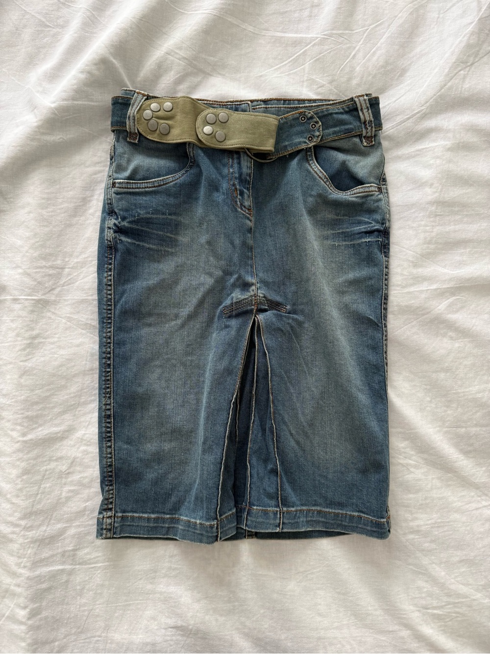Y2K Denim Skirt with Removable Belt - Picture 2 of 4